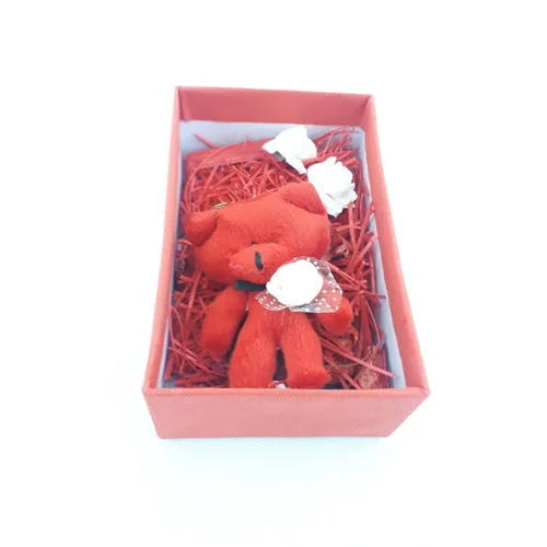 ست هدیه عروسک خرس به همراه جعبه کادویی  قلب قرمز