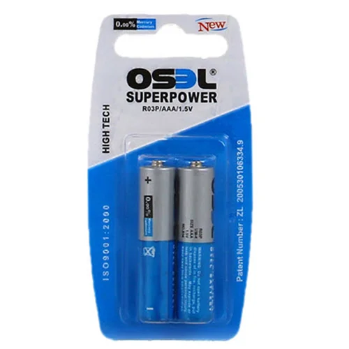 باتری نیم قلمی اوسل مدل R03P بسته 2 عددی