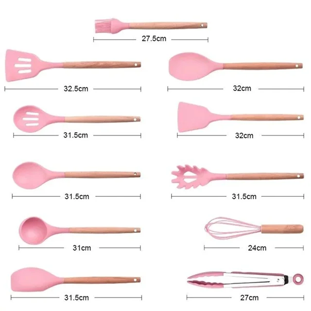 سرویس کفگیر ملاقه 12 پارچه سیلیکونی نسوز با استند