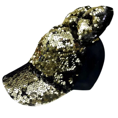 کلاه کپ دخترانه مدل پاپیون رنگ طلایی