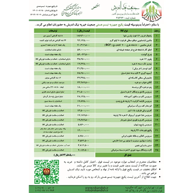 پکیج جهیزیه تبسم هستی