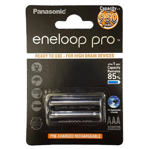 باتری نیم قلمی قابل شارژ پاناسونیک مدل Eneloop Pro - بسته 2 عددی