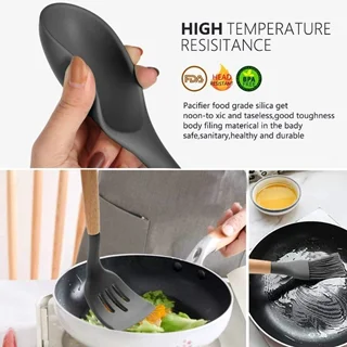 سرویس کفگیر ملاقه 12 پارچه سیلیکونی نسوز با استند