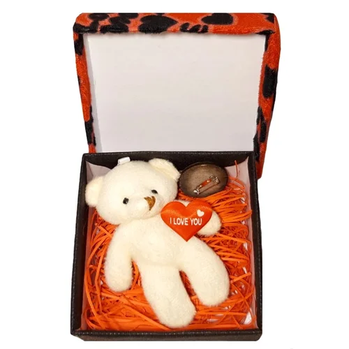 ست هدیه عروسک خرس به همراه جعبه کادویی لاو کاهی