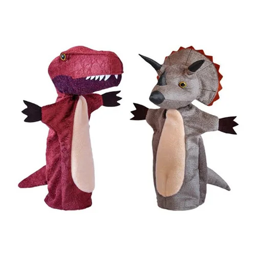 عروسک نمایشی مدل دایناسور گیاه خوار و گوشت خوار مجموعه 2 عددی
