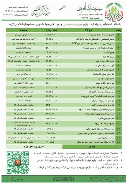 پکیج جهیزیه تبسم هستی